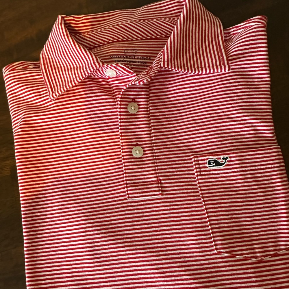 Vineyard Vines Edgartown Red & White Stripe Longsleeve Shirt